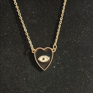 The Emily Necklace - Black Heart Evil Eye